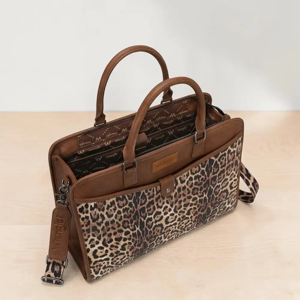 Wrangler Brown Leopard Print Laptop Bag